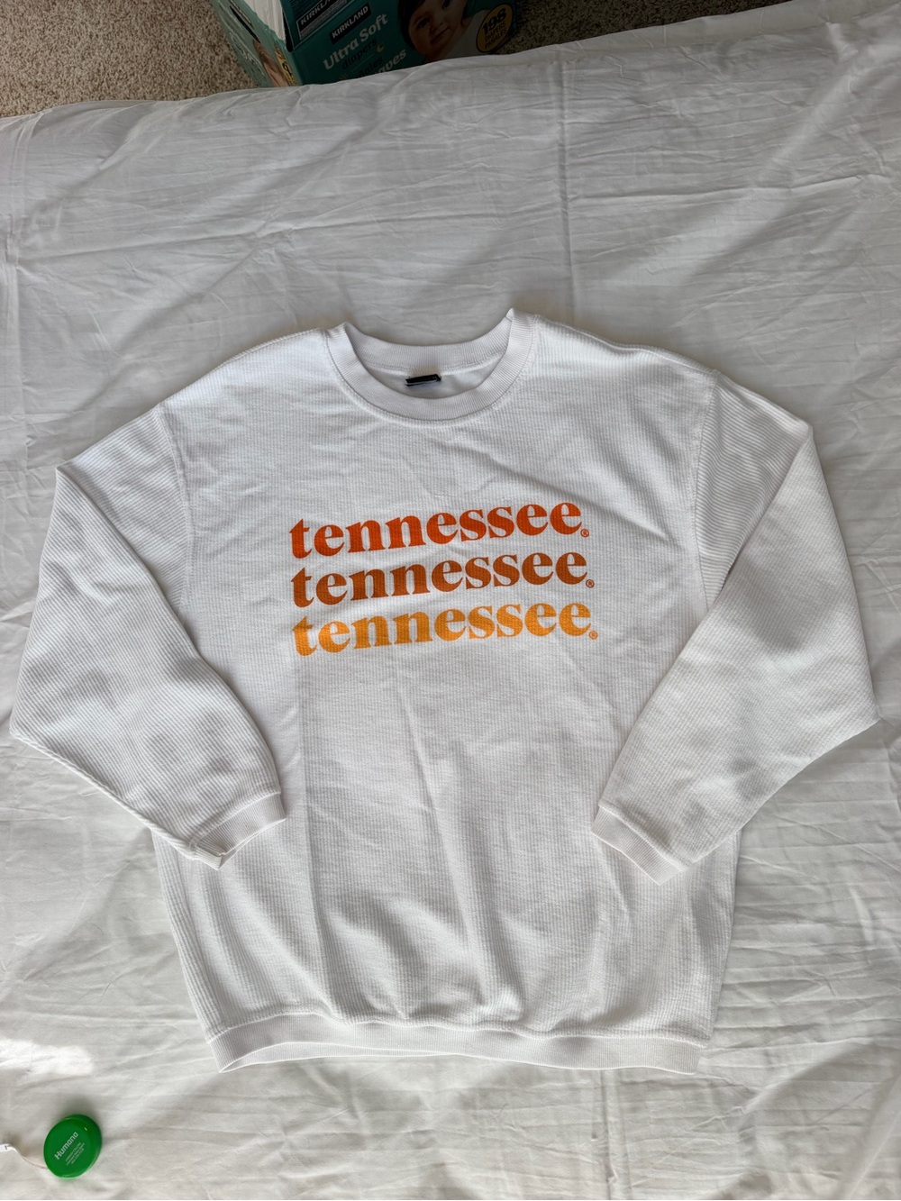 Women's White Tennessee Corded Crewneck